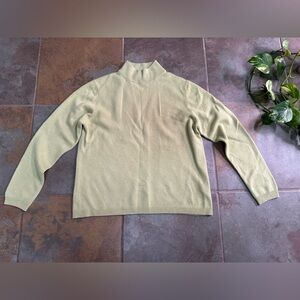 Charter Club 2-Ply 100% Cashmere Sweater Sz PM Mock Neck Green Quiet Luxury